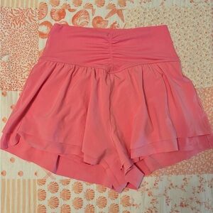Aerie Pink ruffle shorts, size small butterfly shorts